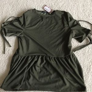 Plus tie sleeve detail smock top